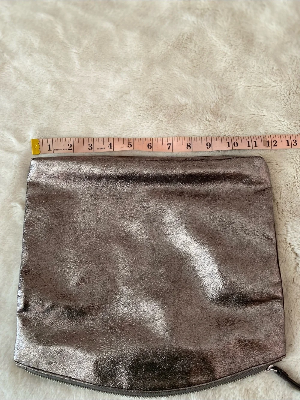 Banana Republic metallic leather foldover zip closure clutch/pouch